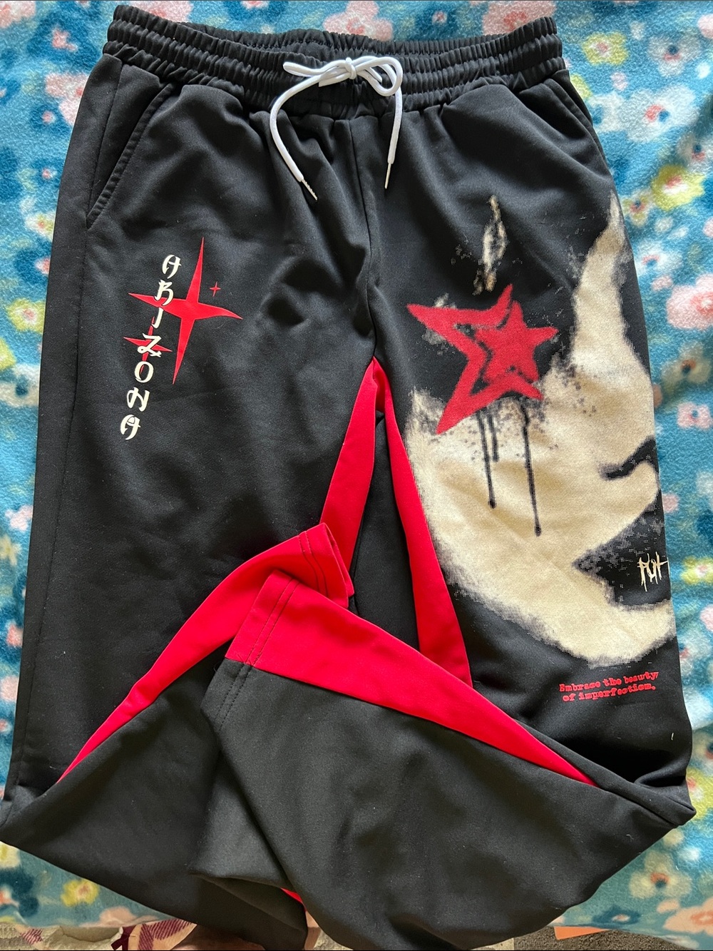 Black & Red Graphic Jogger Sweatpants